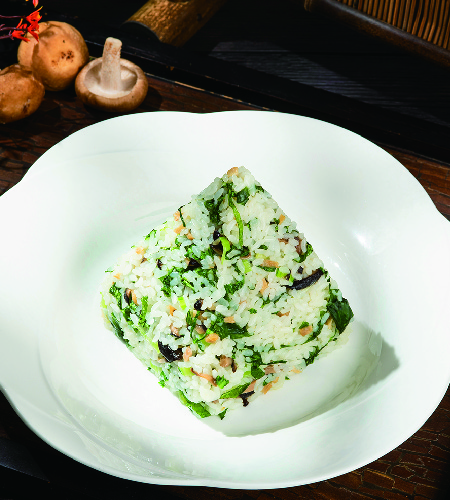 上海香菇火腿菜飯 Steamed rice with Shiitake ham and vegetables -1